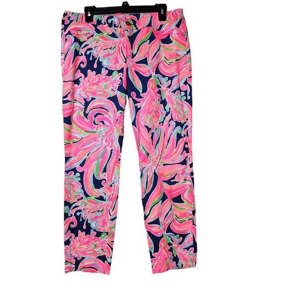 Lilly Pulitzer Colorful in Banana Flambé button/Zipper Chic Eclectic Kelly Pants - Picture 6 of 6